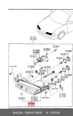 Фара головного света GB0H510K0C MAZDA
