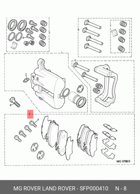Комплект тормозных колодок, диско SFP000410 MG ROVER LAND ROVER