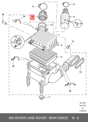 Расходомер воздуха MHK100620 MG ROVER LAND ROVER