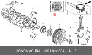 Кольца поршневые (комплект) 13011RAD004 HONDA