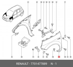 Крыло переднее 7701477889 RENAULT