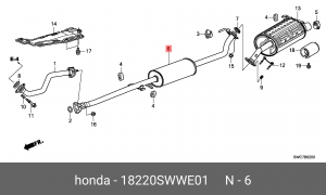 Труба системы выпуска ОГ 18220SWWE01 HONDA