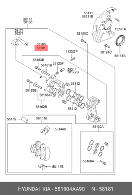 Тормозной суппорт 581904AA90 HYUNDAI KIA
