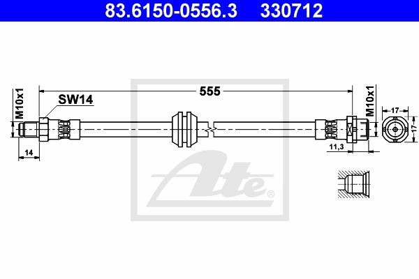 Тормозной шланг 83.6150-0556.3 ATE