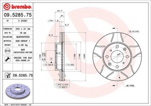 Тормозной диск 09.5285.75 BREMBO