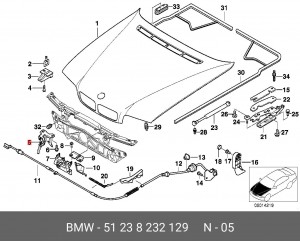 Крючок капота 51 23 8 232 129 BMW