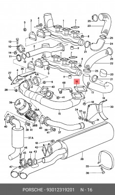 Прокладка, выпускной трубопровод 93012319201 PORSCHE