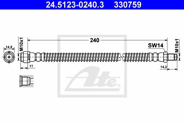 Тормозной шланг 24.5123-0240.3 ATE
