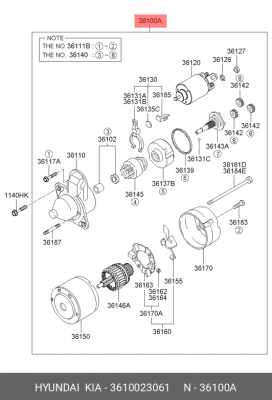 Стартер 3610023061 HYUNDAI KIA