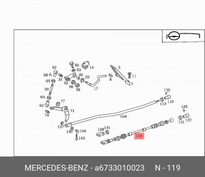 Трос педали газа - акселератора A 673 301 00 23 MERCEDES BENZ