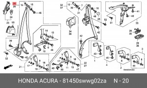 Ремень безопасности 81450SWWG02ZA HONDA