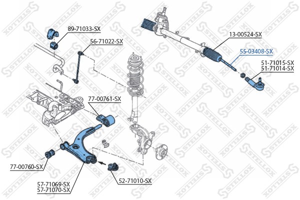 Тяга рулевая 55-03408-SX STELLOX