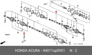 Шарнирный комплект, приводной вал 44011SP0951 HONDA