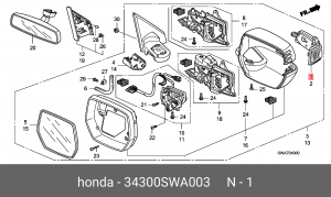 Повторитель поворота на зеркале 34300SWA003 HONDA