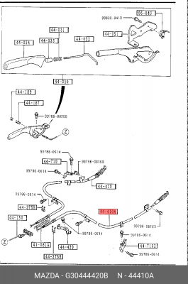 Трос, стояночная тормозная система G30444420B MAZDA