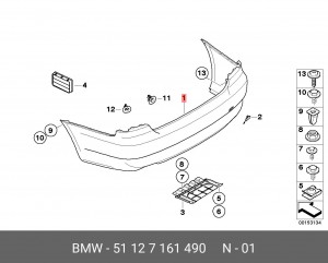 Бампер задний 51 12 7 161 490 BMW