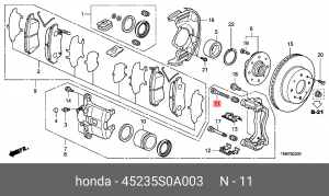 Втулка направляющая тормозного суппорта 45235S0A003 HONDA