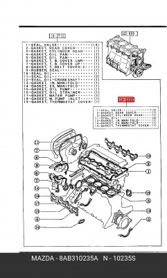 Комплект прокладок, головка цилиндра 8AB3-10-235A MAZDA