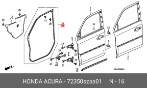 Уплотнитель дверного проема 72350SZAA01 HONDA