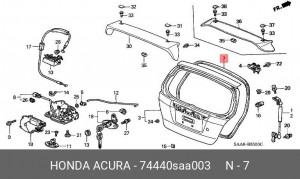 Уплотнитель крышки багажника 74440SAA003 HONDA