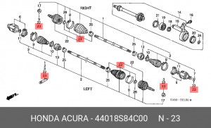 Комплект пылника, приводной вал 44018S84C00 HONDA