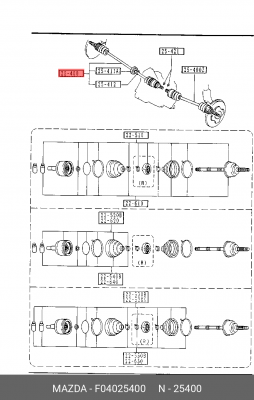 Вал привода колеса в сборе с ШРУСами F04025400 MAZDA