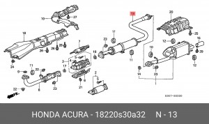 Средний глушитель выхлопных газов 18220S30A32 HONDA