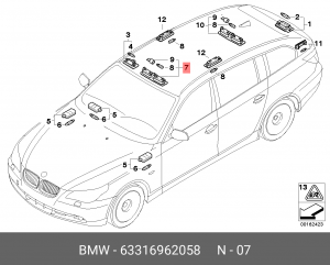 Плафон освещения салона 63 31 6 962 058 BMW