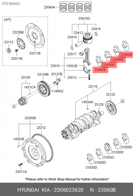 Вкладыши шатунные 2306023620 HYUNDAI KIA