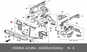 Облицовка передка 60400SH3340ZZ HONDA