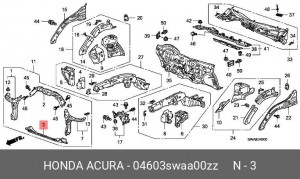 Балка крепления радиатора 04603SWAA00ZZ HONDA