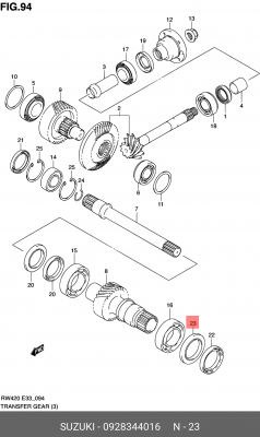 Уплотняющее кольцо, дифференциал 0928344016 SUZUKI