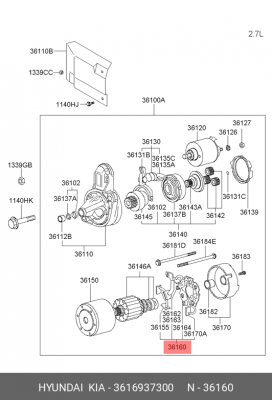 Щеточный узел стартера 3616937300 HYUNDAI KIA