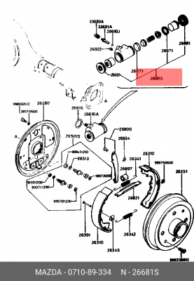Ремкомплект, колесный тормозной цилиндр 0710-89-334 MAZDA