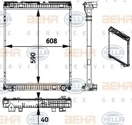 Радиатор, охлаждение двигател 8MK376728671 HELLA