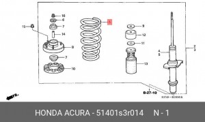 Пружина подвески 51401S3R014 HONDA