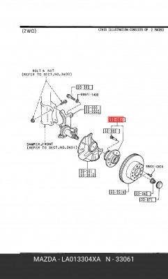 Комплект подшипника ступицы колеса LA01-3-304XA MAZDA
