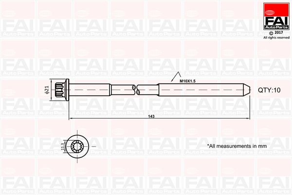 Комплект болтов головки цилидра B489 FAI