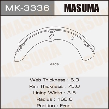 Колодки тормозные барабанные MK3336 MASUMA
