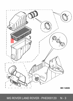 Воздушный фильтр PHE000120 MG ROVER LAND ROVER