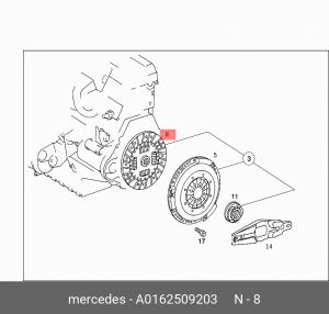 Диск сцепления A0162509203 MERCEDES BENZ
