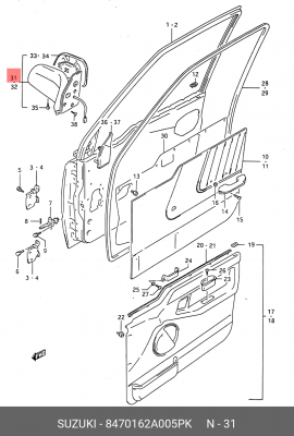 Наружное зеркало 84701-62A00-5PK SUZUKI