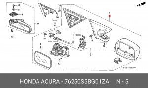 Зеркало заднего вида 76250S5BG01ZA HONDA