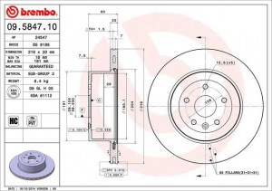 Тормозной диск 09.5847.10 BREMBO