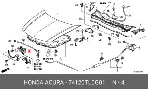 Замок капота 74120TL0G01 HONDA