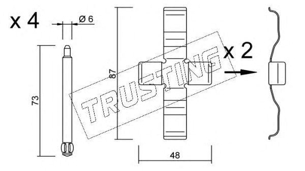 Комплектующие, колодки дискового тормоза KIT075 TRUSTING