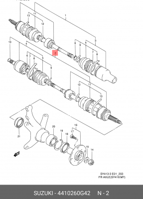 Шарнирный комплект, приводной вал 44102-60G42 SUZUKI