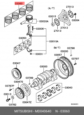 Поршневое кольцо MD040640 MITSUBISHI