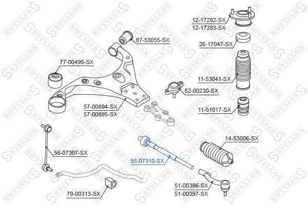 Тяга рулевая 55-07310-SX STELLOX