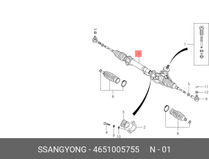 Рейка рулевая 4651005755 SSANG YONG